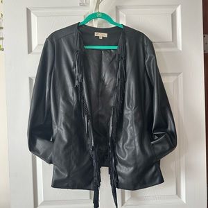 😎DG2 by Diane Gilman Soft Faux Leather Fringe Jacket - Large